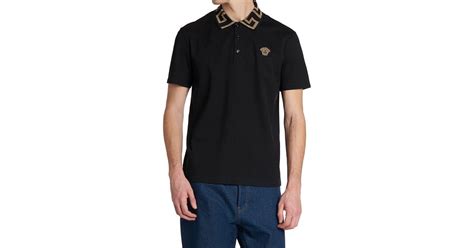 Versace: Black Baroque Collar Polo 